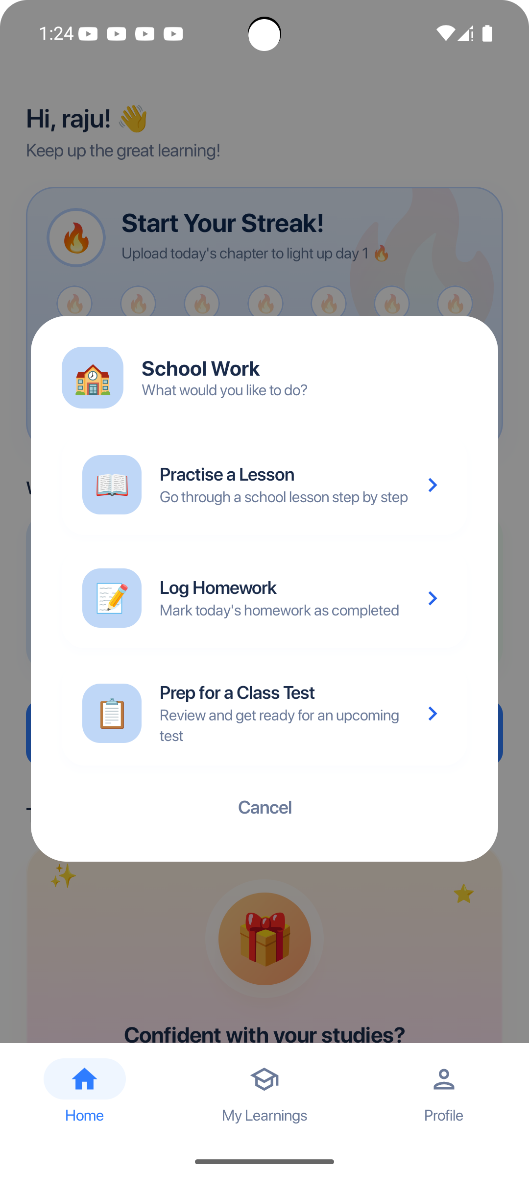 Eduksha — subjects list inside the app